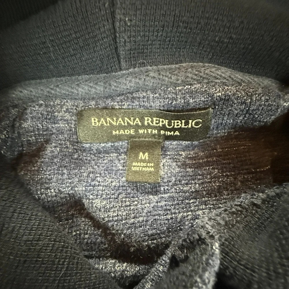 Banana Republic Men's M Pima Cotton Hoodie Blue Lightweight Pullover Minimalist